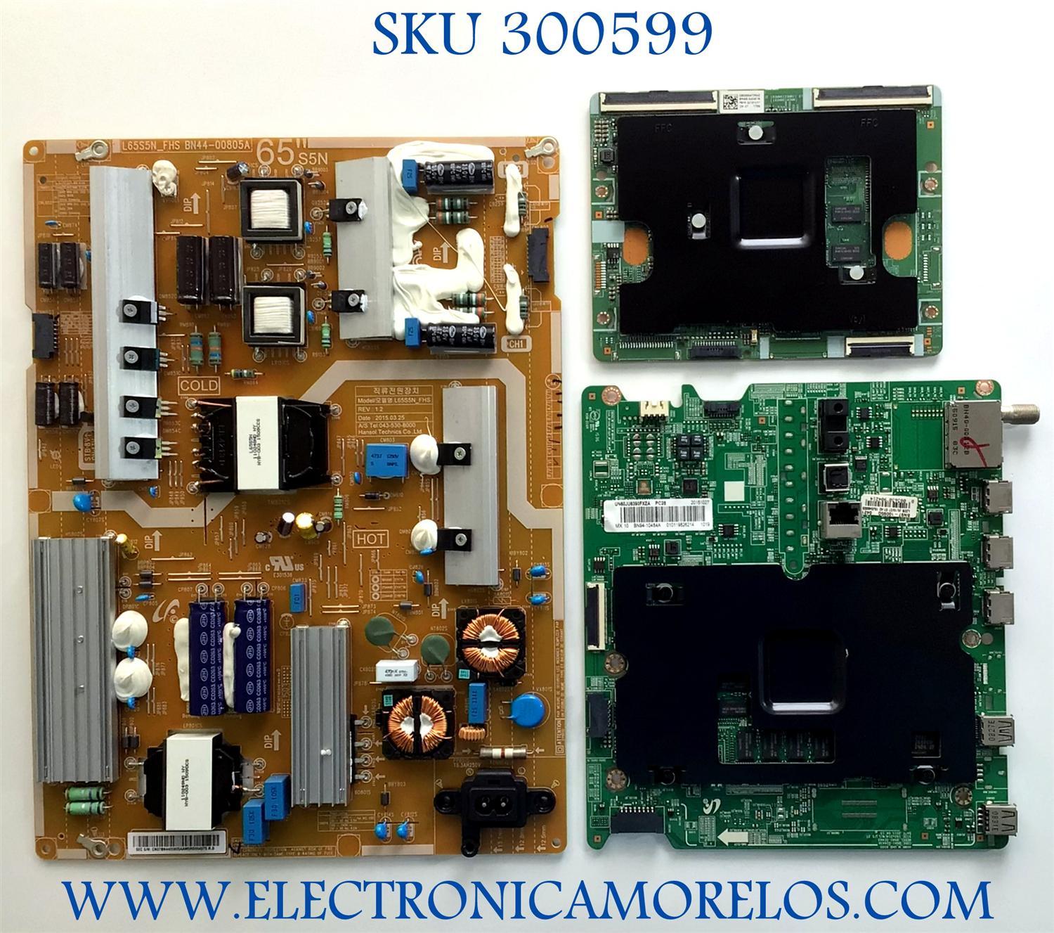 KIT DE TARJETAS PARA TV SAMSUNG / MAIN BN94-10484A / BN41-02443A / BN97-10095G / FUENTE BN44-00805A / L65S5N_FHS / BN4400805A / T-CON BN95-02057A / BN41-02291A / BN97-09255A / PANEL CY-GJ060HGSV4H / MODELO UN60JU6390FXZA MH01 / UN60JU6390FXZA